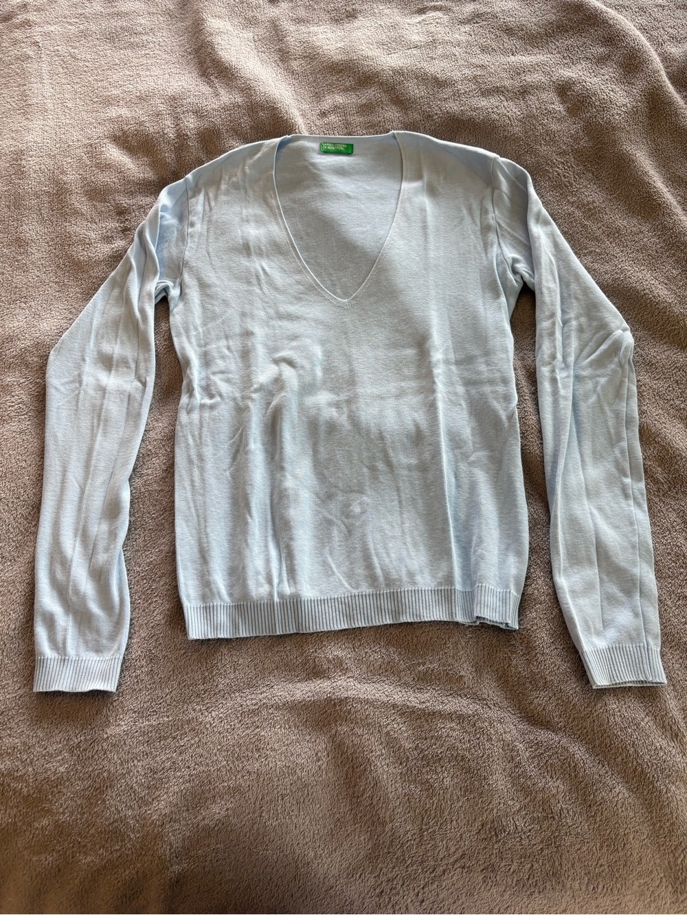 United Colors Of Benetton Pale Blue V-Neck Women's Sweater
